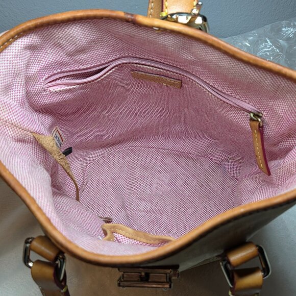 Vintage Dooney & Bourke Monogram Canvas Bucket Bag w/ Leather Trim - Picture 7 of 12